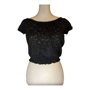 Aeropostale Black Lace Crop Top XS